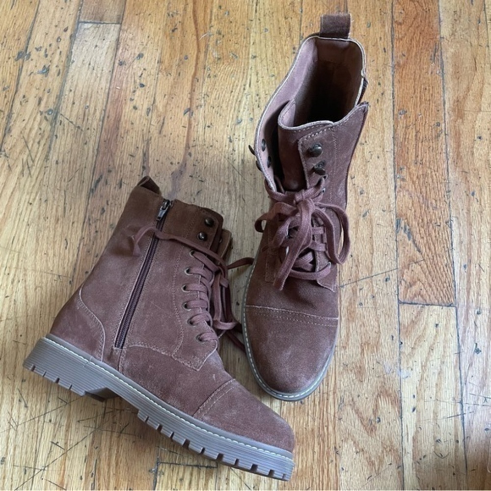 Zodiac Brown Leather Lace Up Combat Boots Size 6.5